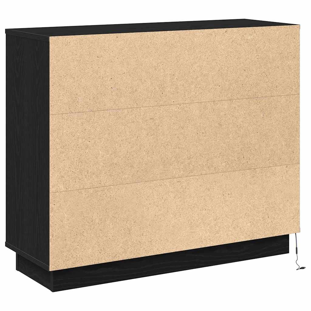 Buffet LED Chêne noir 90 x 32 x 75 cm Bois d'ingénierie