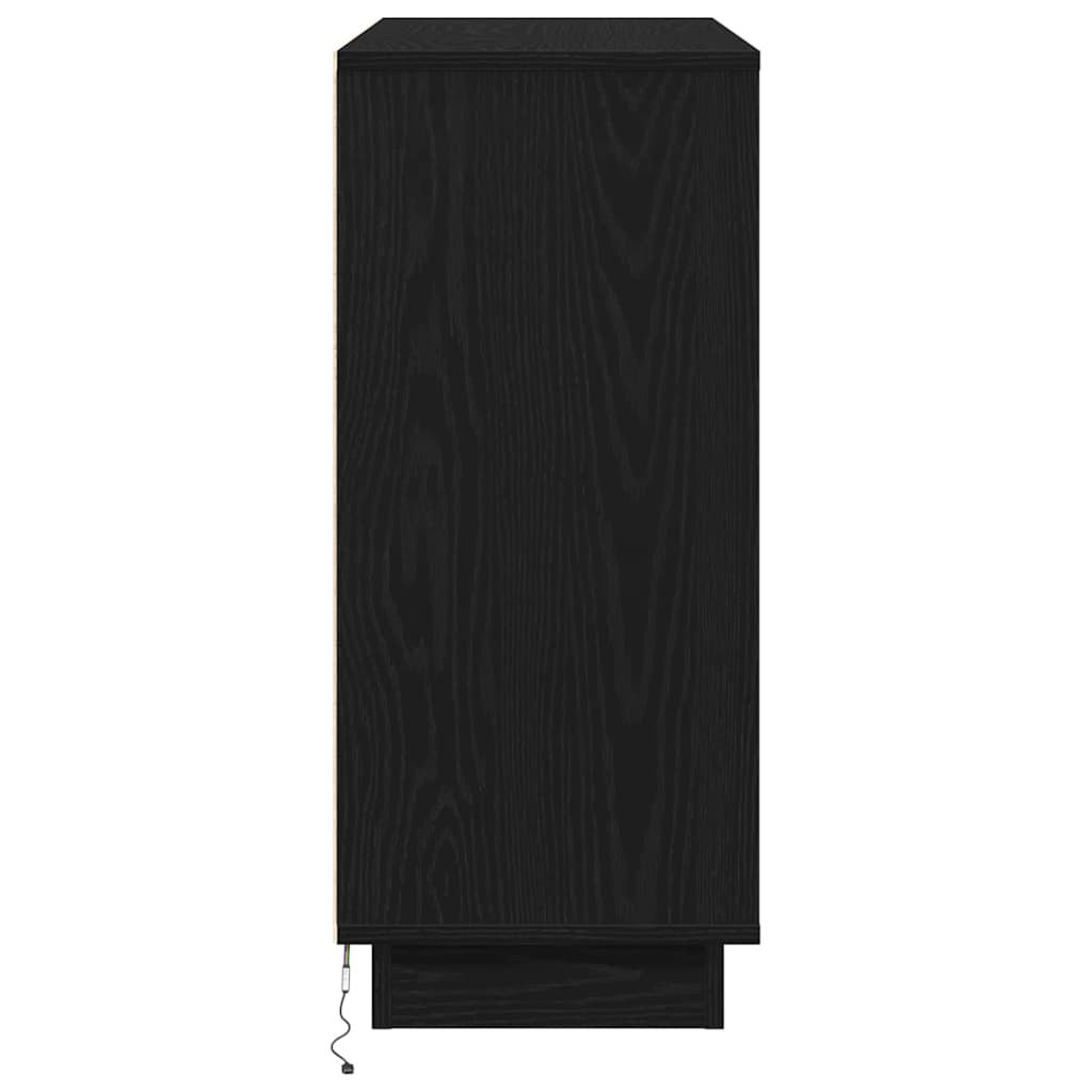 Buffet LED Chêne noir 90 x 32 x 75 cm Bois d'ingénierie