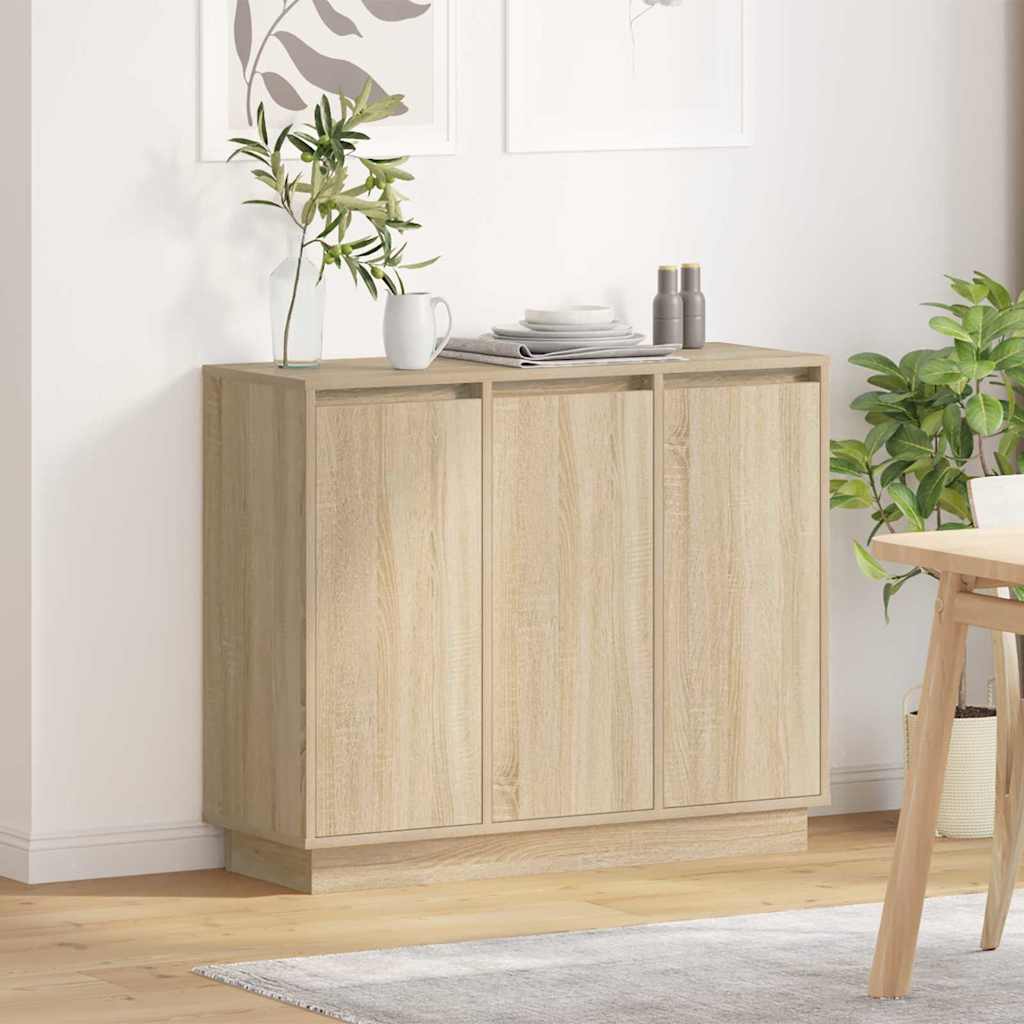 Buffet LED Chêne Sonoma 90 x 32 x 75 cm Bois d'ingénierie - XIOS