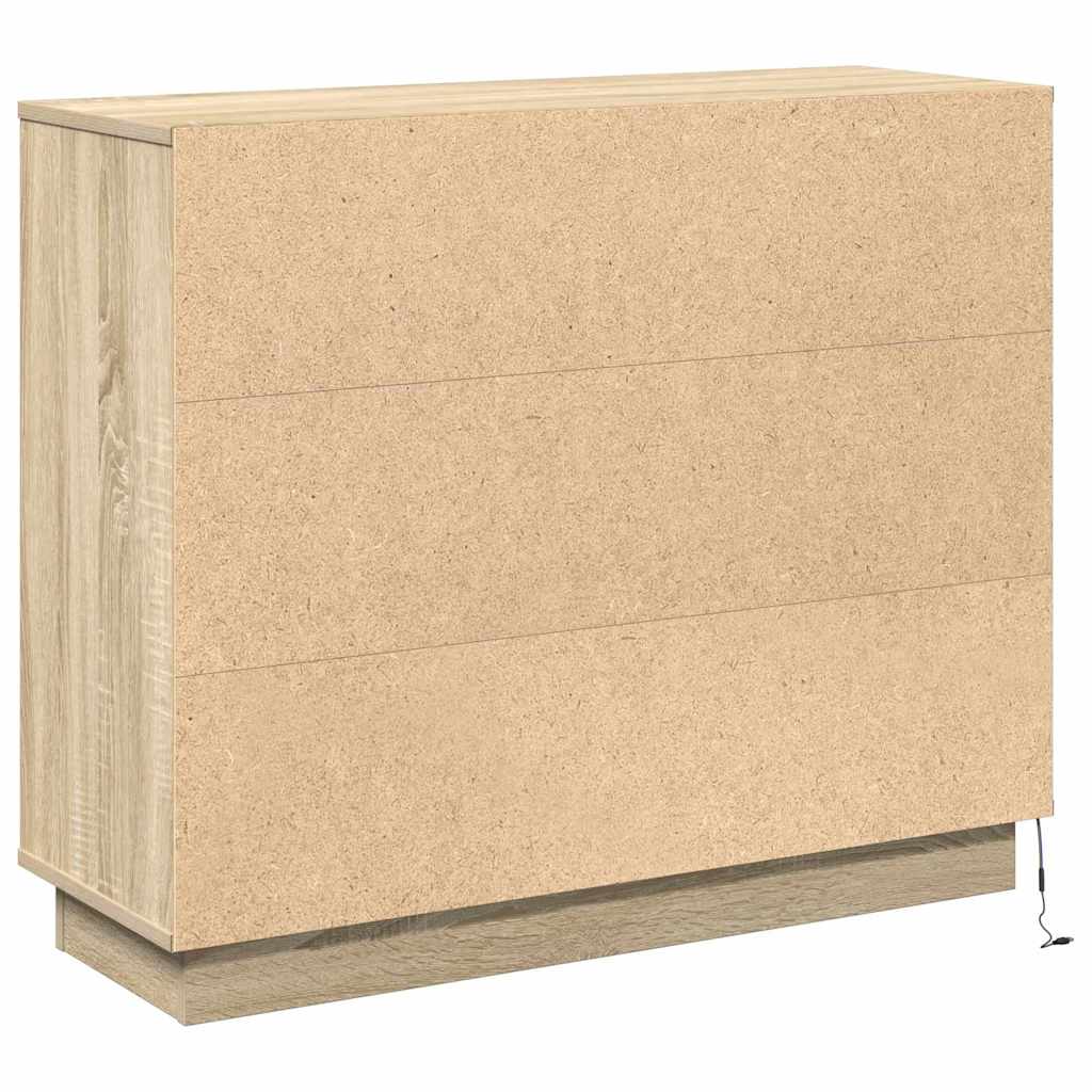 Buffet LED Chêne Sonoma 90 x 32 x 75 cm Bois d'ingénierie - XIOS