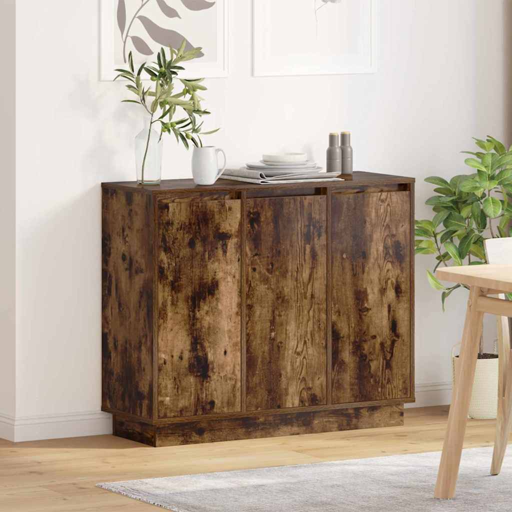 Buffet LED Chêne fumé 90 x 32 x 75 cm Bois d'ingénierie - XIOS