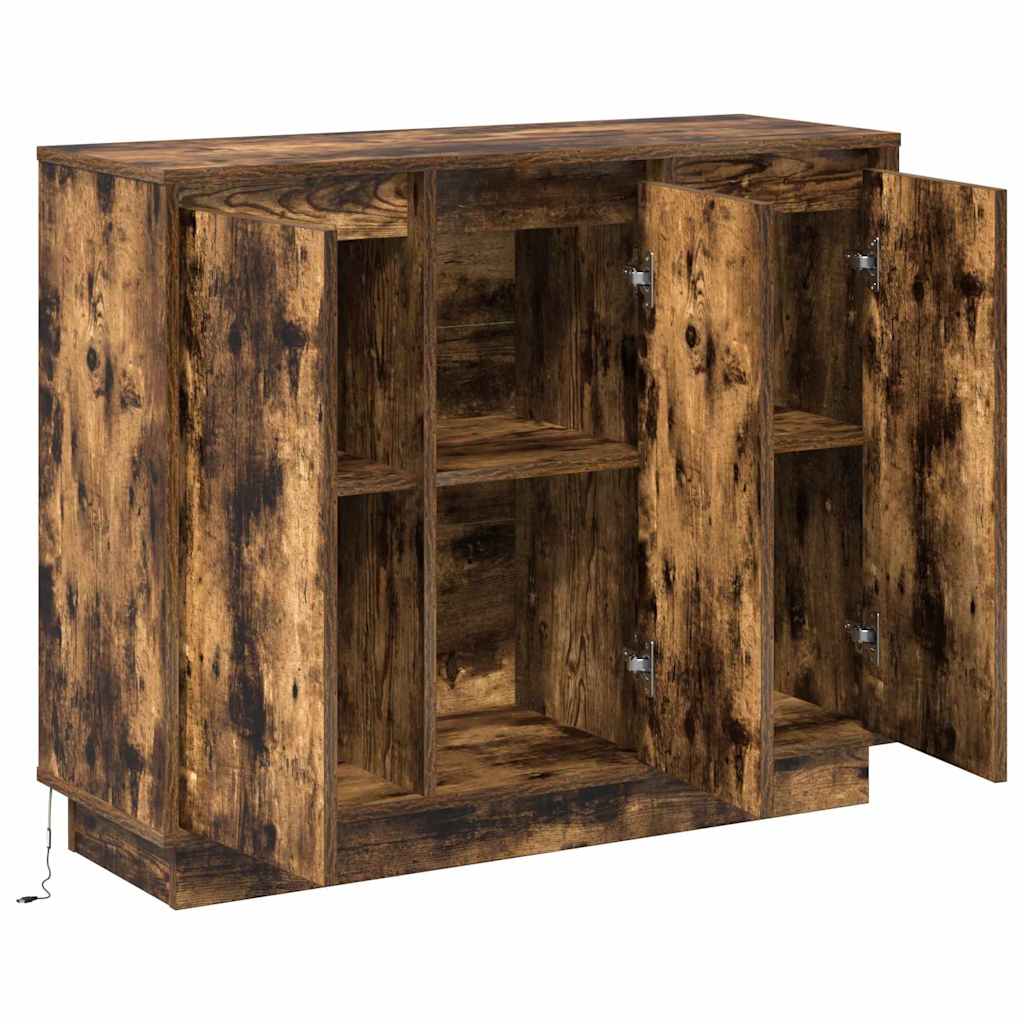 Buffet LED Chêne fumé 90 x 32 x 75 cm Bois d'ingénierie - XIOS