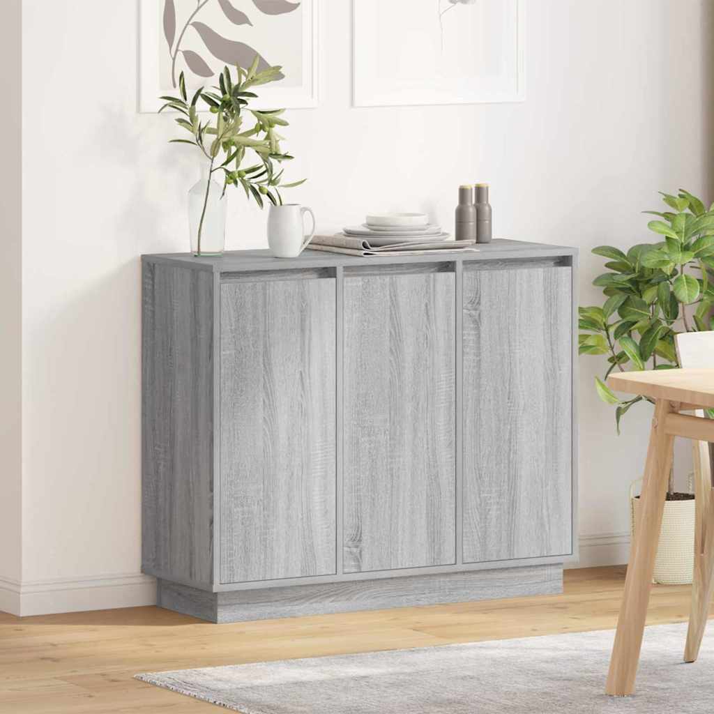 Buffet LED Gris Sonoma 90 x 32 x 75 cm Bois d'ingénierie - XIOS