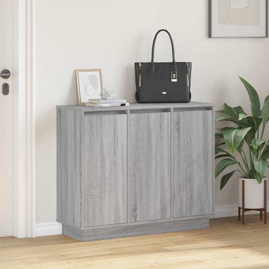 Buffet LED Gris Sonoma 90 x 32 x 75 cm Bois d'ingénierie - XIOS