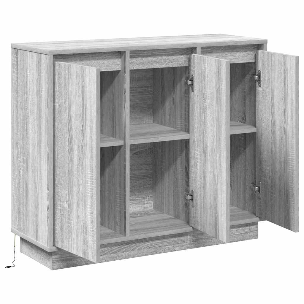 Buffet LED Gris Sonoma 90 x 32 x 75 cm Bois d'ingénierie - XIOS