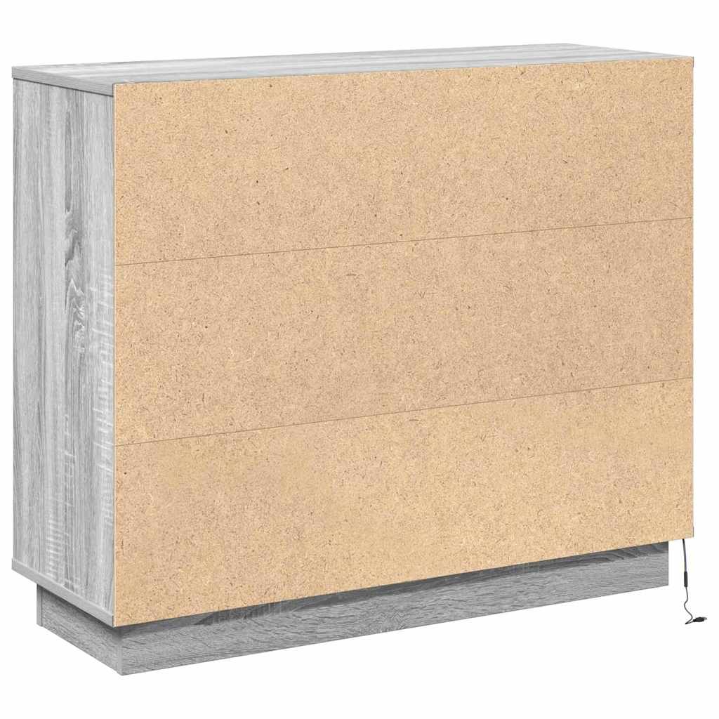 Buffet LED Gris Sonoma 90 x 32 x 75 cm Bois d'ingénierie - XIOS