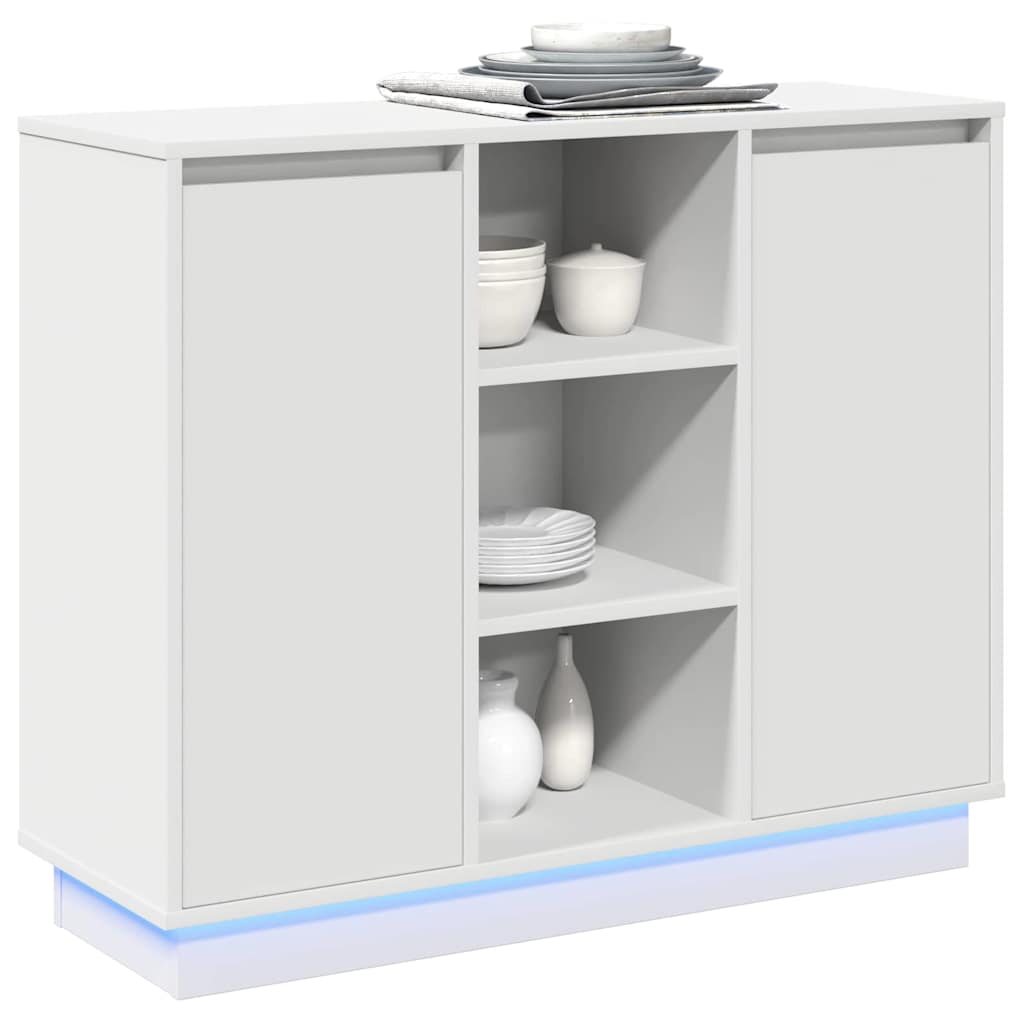 Buffet LED Blanc 90 x 32 x 75 cm Bois d'ingénierie - XIOS
