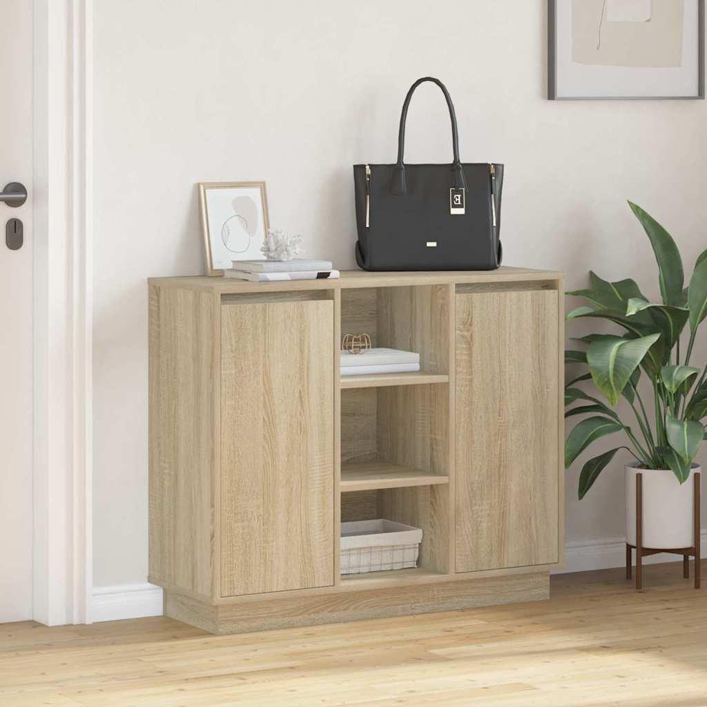 Buffet LED Chêne Sonoma 90 x 32 x 75 cm Bois d'ingénierie - XIOS