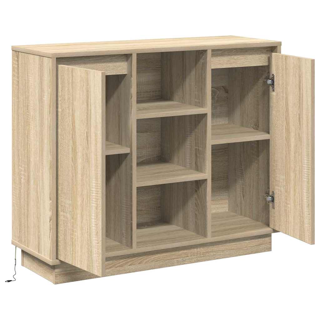 Buffet LED Chêne Sonoma 90 x 32 x 75 cm Bois d'ingénierie - XIOS