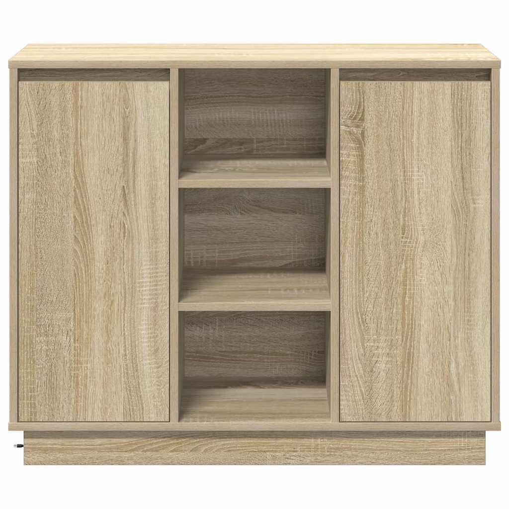 Buffet LED Chêne Sonoma 90 x 32 x 75 cm Bois d'ingénierie - XIOS