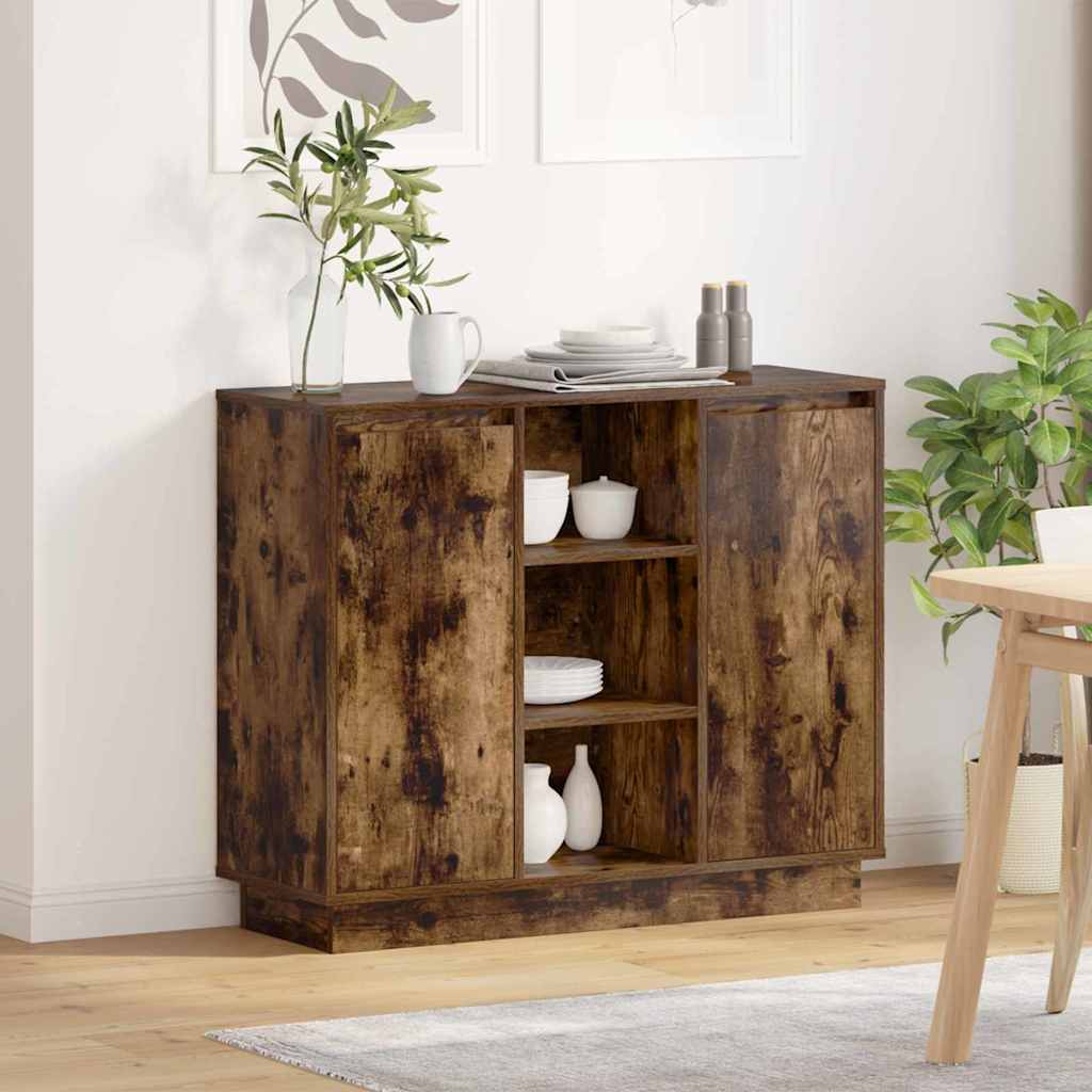 Buffet LED Chêne fumé 90 x 32 x 75 cm Bois d'ingénierie - XIOS
