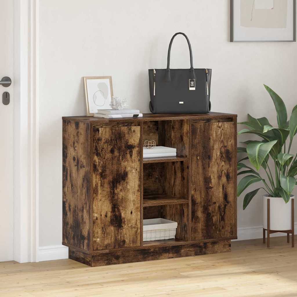Buffet LED Chêne fumé 90 x 32 x 75 cm Bois d'ingénierie - XIOS