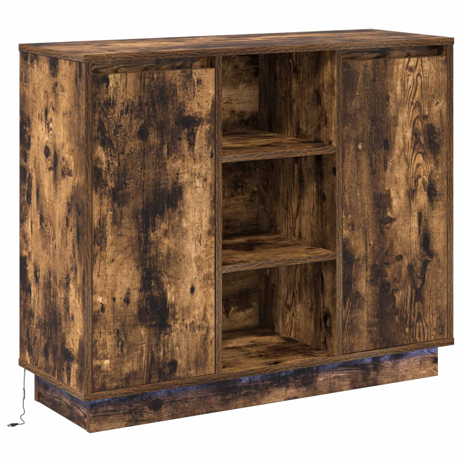 Buffet LED Chêne fumé 90 x 32 x 75 cm Bois d'ingénierie - XIOS