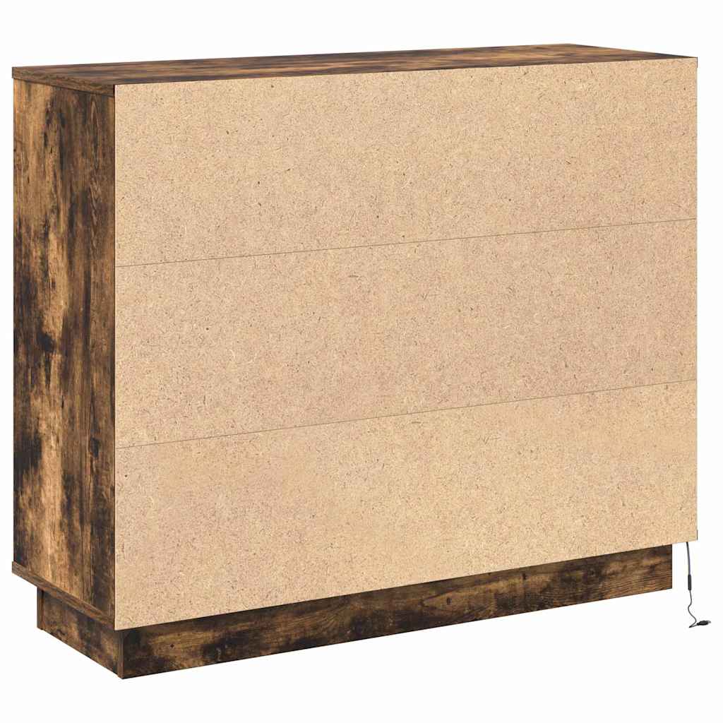 Buffet LED Chêne fumé 90 x 32 x 75 cm Bois d'ingénierie - XIOS