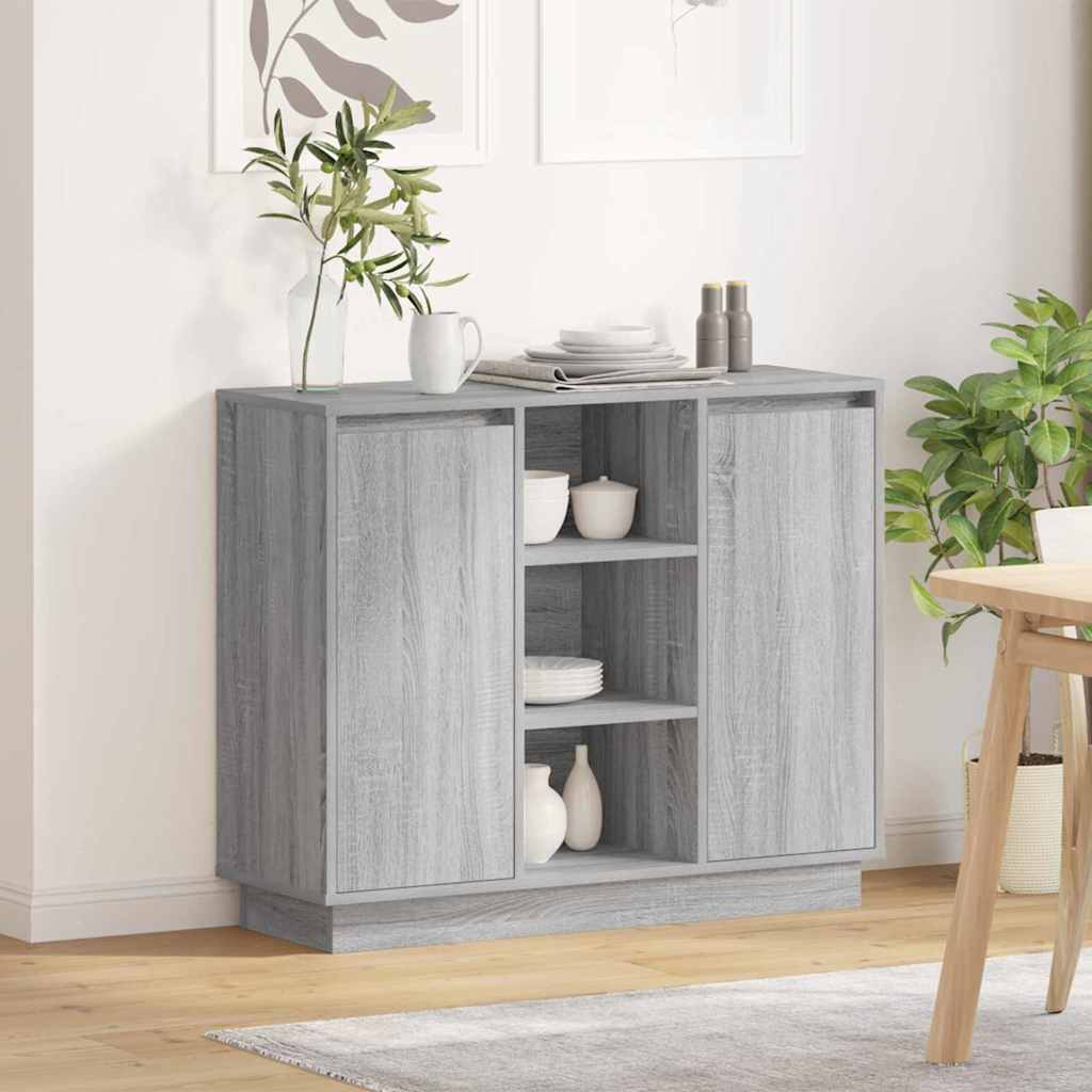 Buffet LED Gris Sonoma 90 x 32 x 75 cm Bois d'ingénierie - XIOS