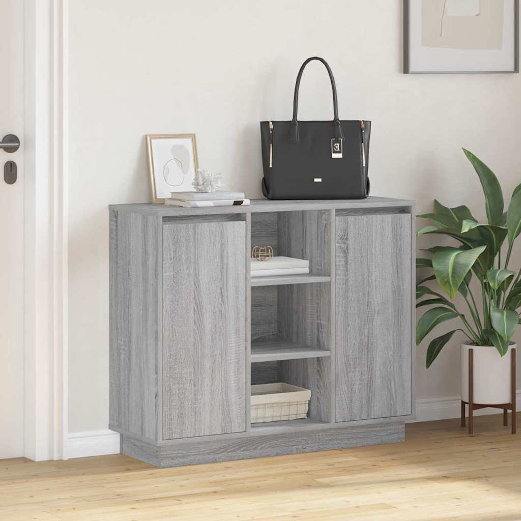 Buffet LED Gris Sonoma 90 x 32 x 75 cm Bois d'ingénierie - XIOS