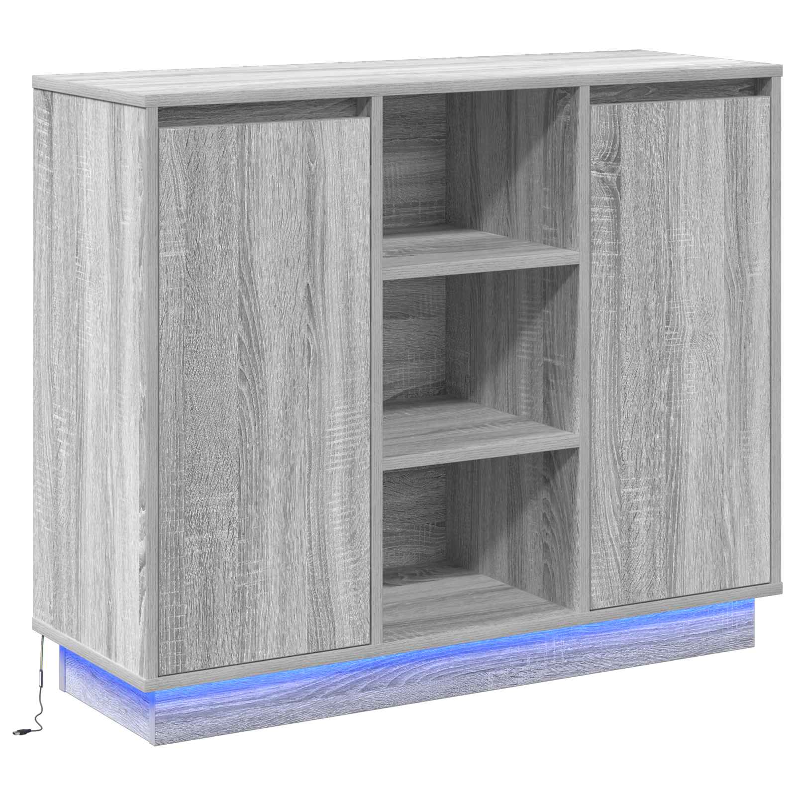 Buffet LED Gris Sonoma 90 x 32 x 75 cm Bois d'ingénierie - XIOS