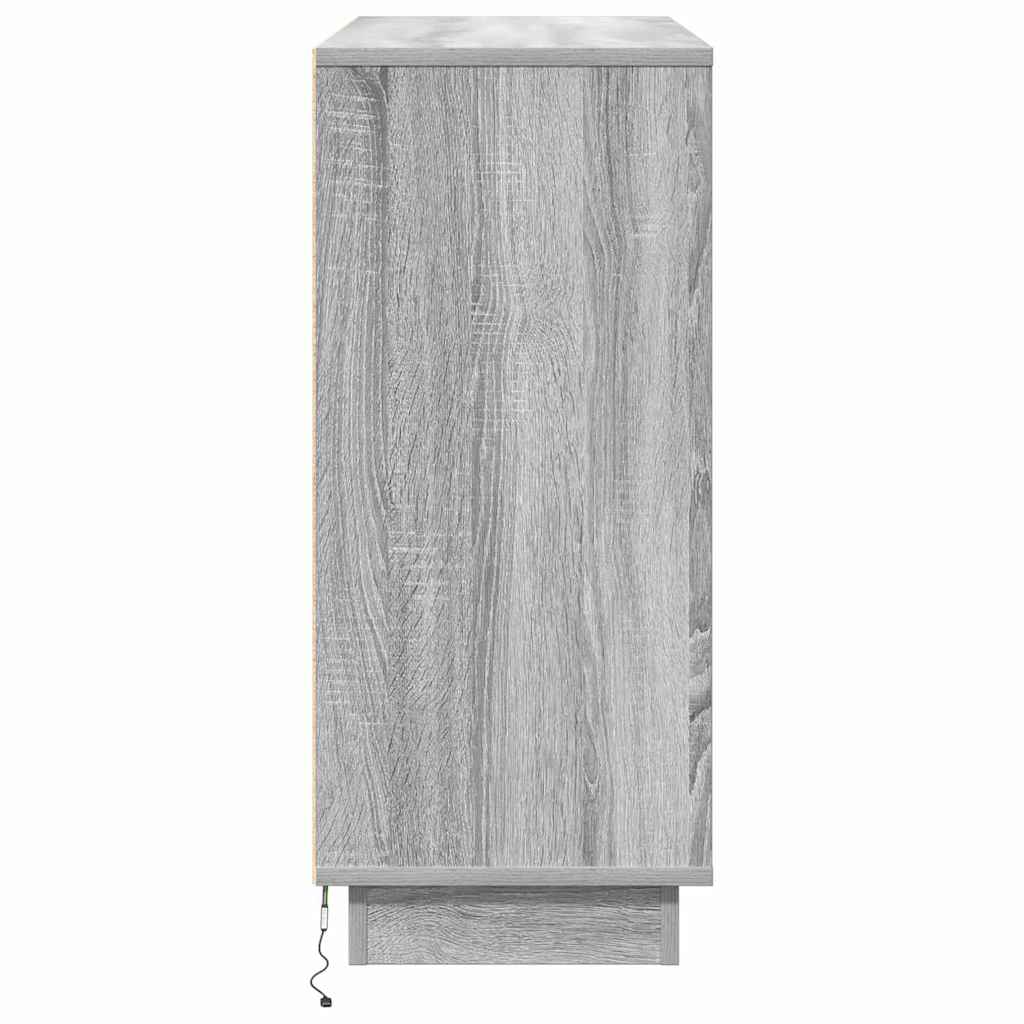Buffet LED Gris Sonoma 90 x 32 x 75 cm Bois d'ingénierie - XIOS