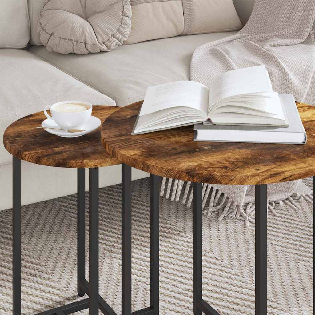 Ensemble de tables d'appoint 2 pcs Chêne fumé et noir - XIOS