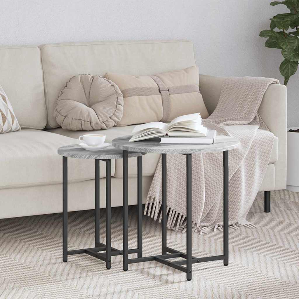 Ensemble de tables d'appoint 2 pcs Gris sonoma et Noir - XIOS