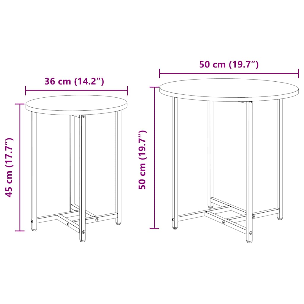 Ensemble de tables d'appoint 2 pcs Gris sonoma et Noir - XIOS