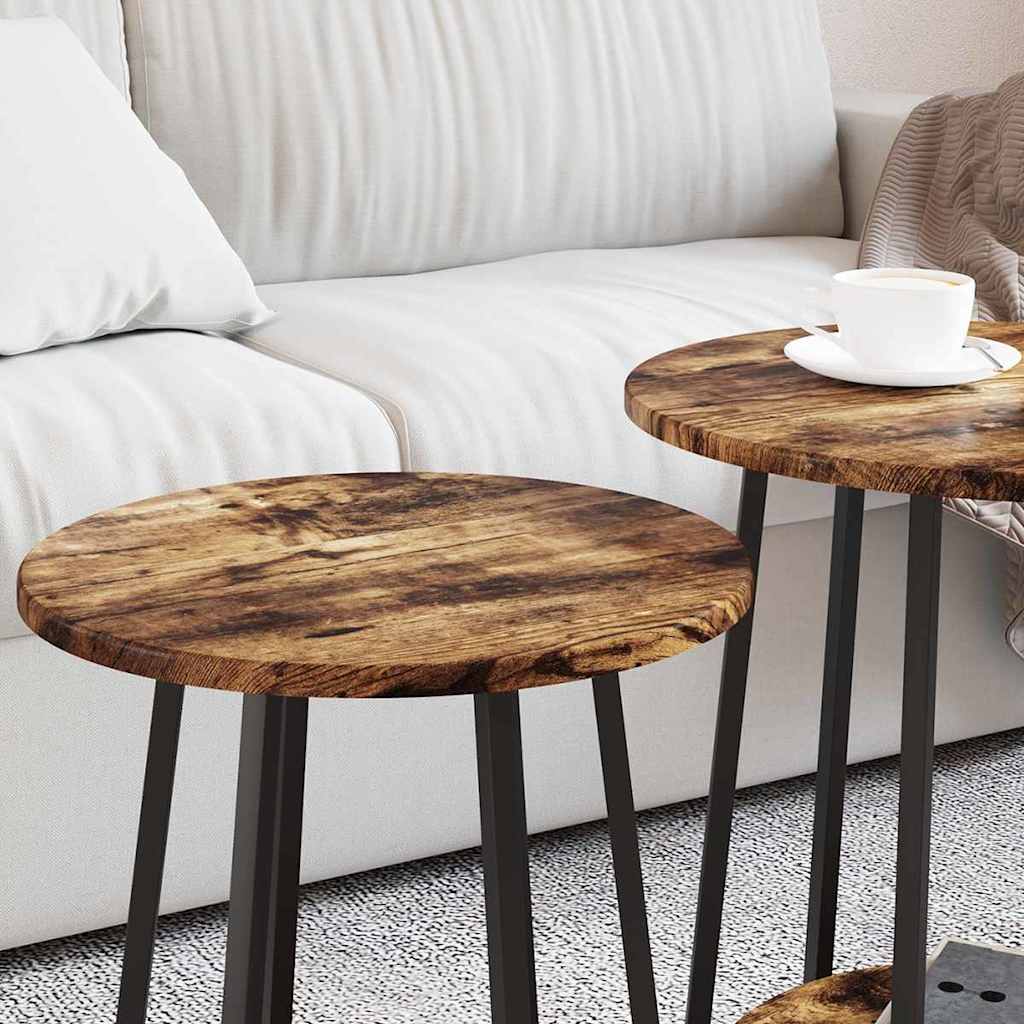 Ensemble de tables d'appoint 2 pcs Chêne fumé et noir - XIOS