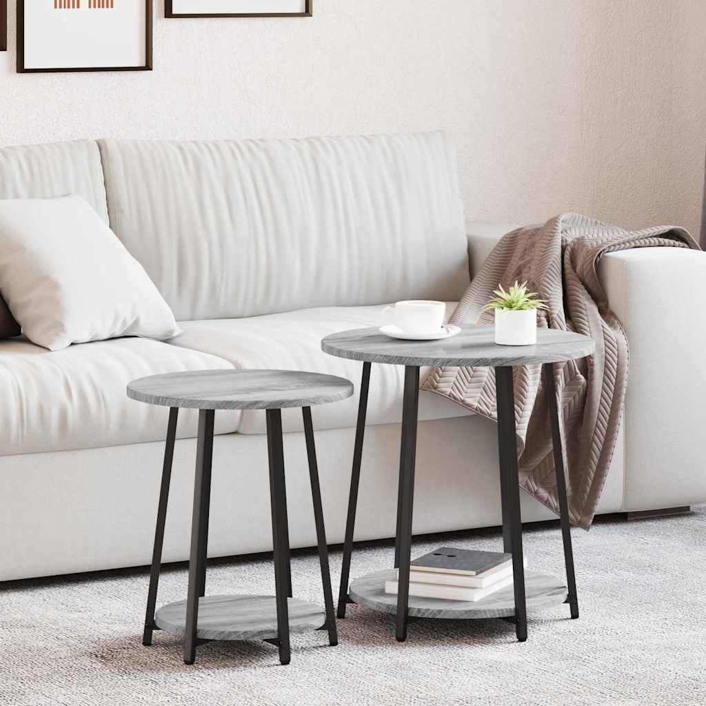 Ensemble de tables d'appoint 2 pcs Gris sonoma et Noir - XIOS