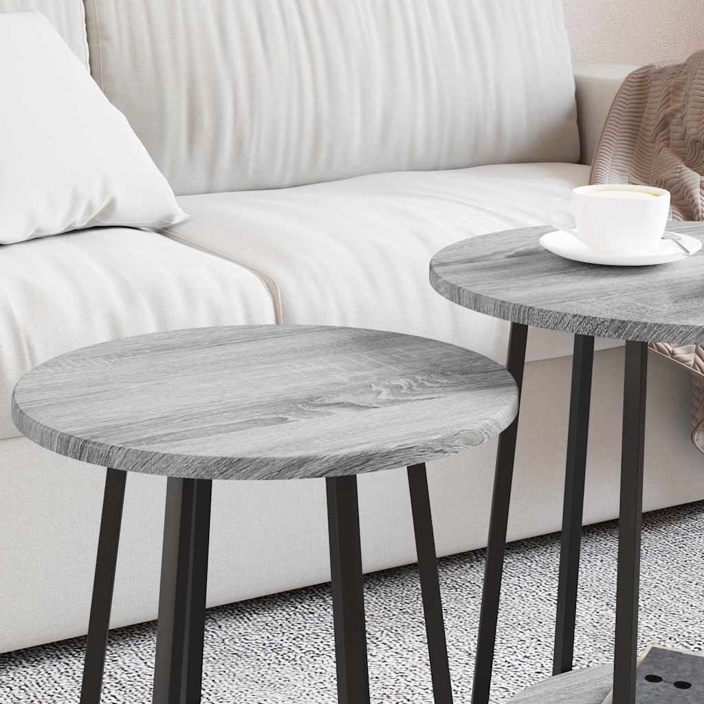 Ensemble de tables d'appoint 2 pcs Gris sonoma et Noir - XIOS