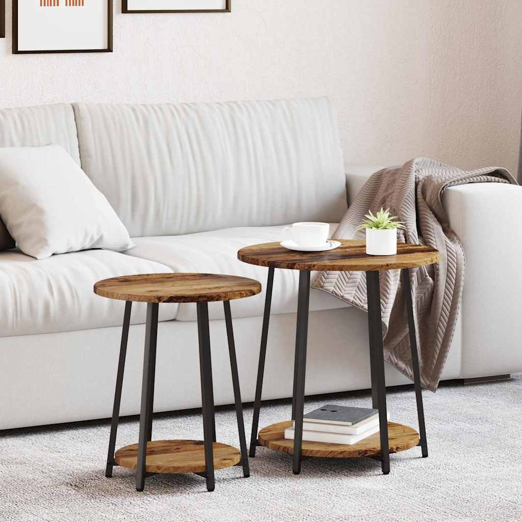 Ensemble de tables d'appoint 2 pcs Bois ancien et noir - XIOS