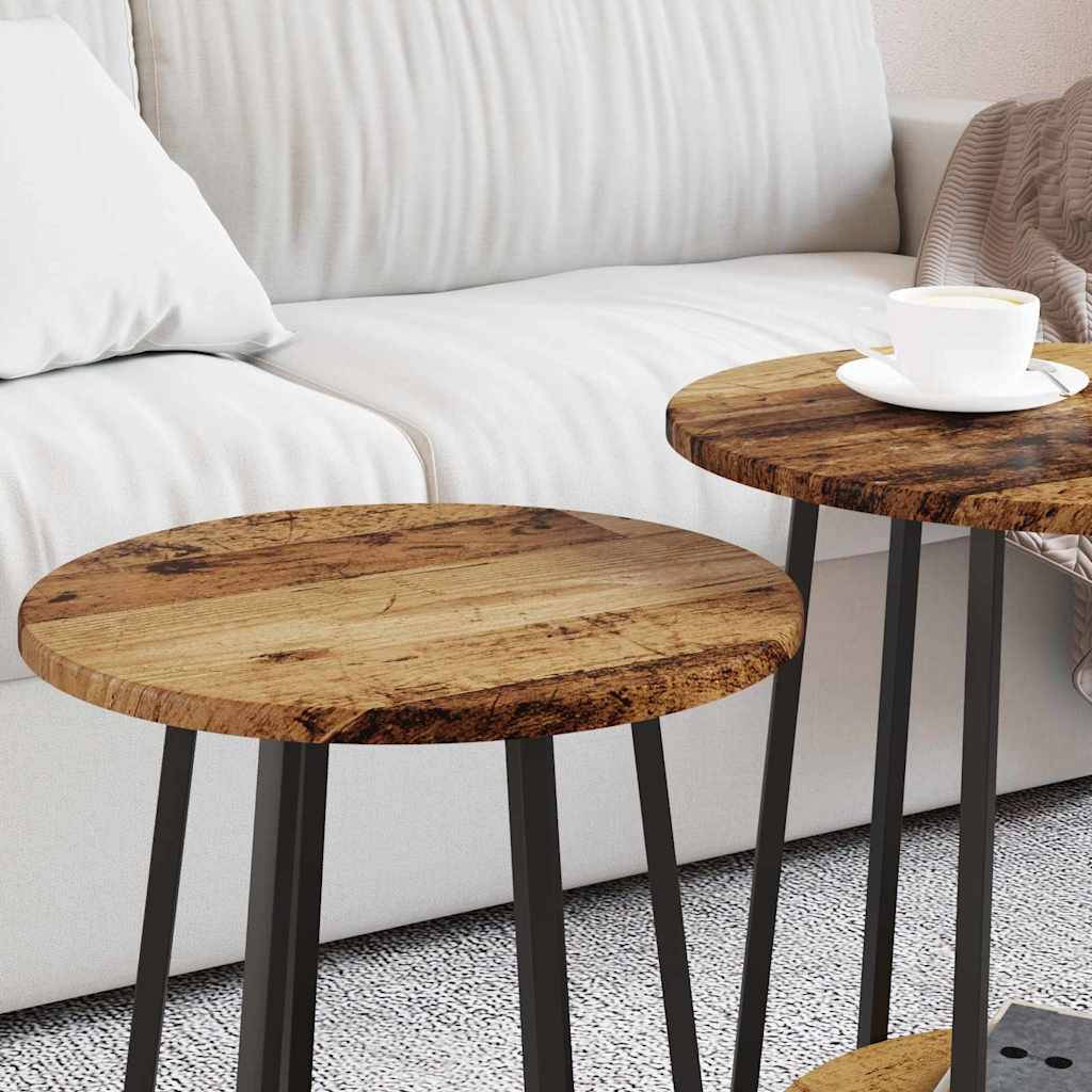 Ensemble de tables d'appoint 2 pcs Bois ancien et noir - XIOS