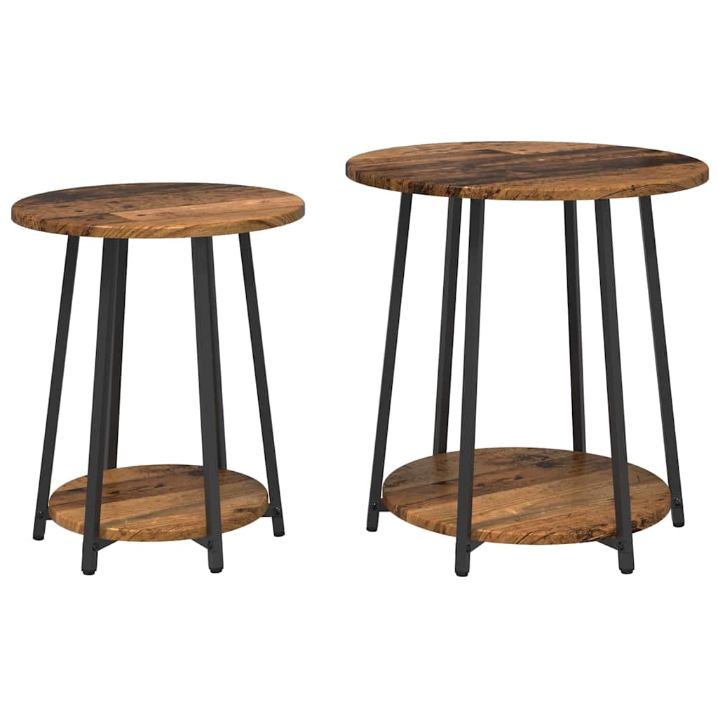 Ensemble de tables d'appoint 2 pcs Bois ancien et noir - XIOS