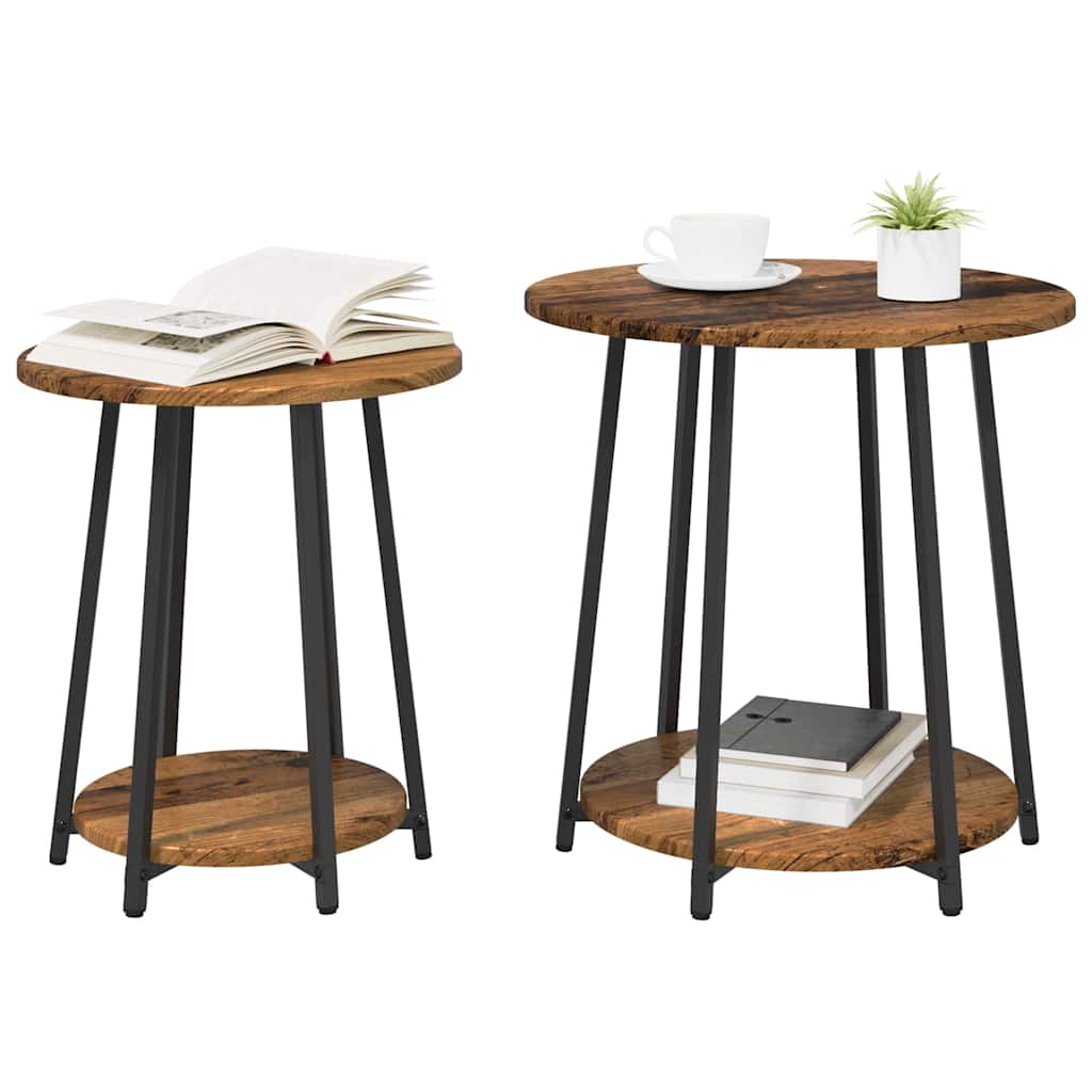 Ensemble de tables d'appoint 2 pcs Bois ancien et noir - XIOS