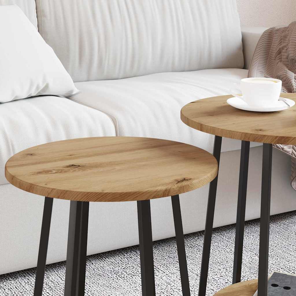 Ensemble de tables d'appoint 2 pcs Chêne artisanal et noir - XIOS