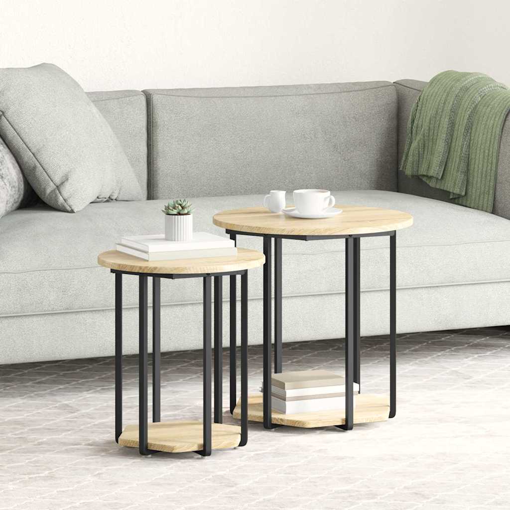 Ensemble de tables d'appoint 2 pcs Chêne Sonoma et noir - XIOS