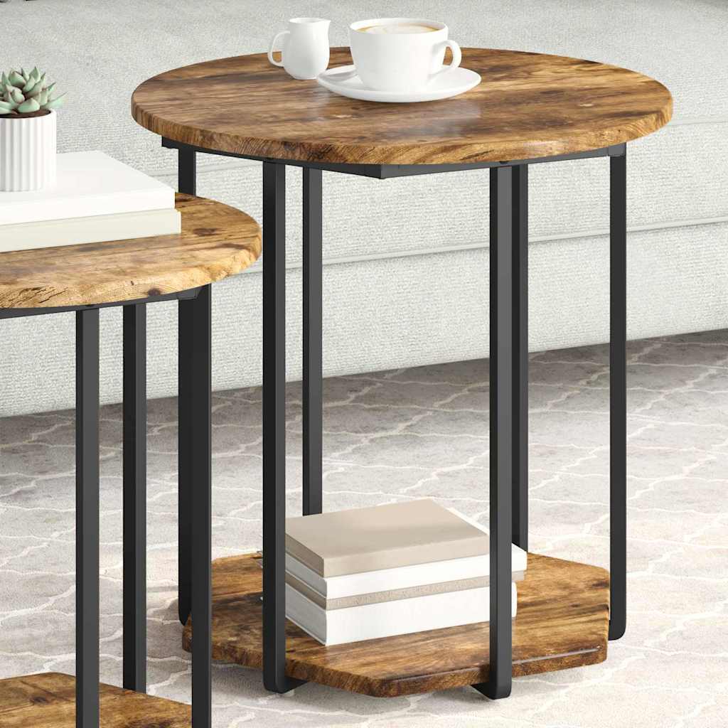 Ensemble de tables d'appoint 2 pcs Chêne fumé et noir - XIOS