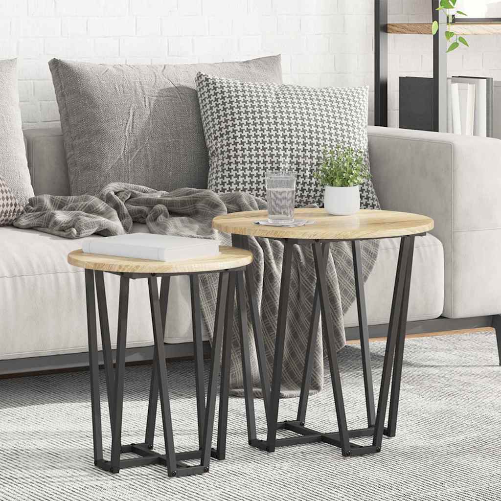 Ensemble de tables d'appoint 2 pcs Chêne Sonoma et noir - XIOS