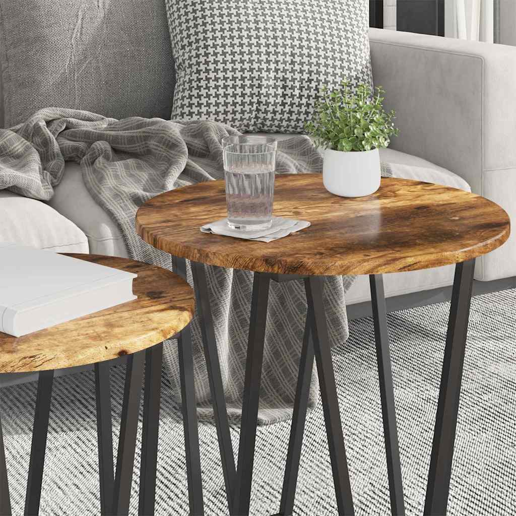 Ensemble de tables d'appoint 2 pcs Chêne fumé et noir - XIOS
