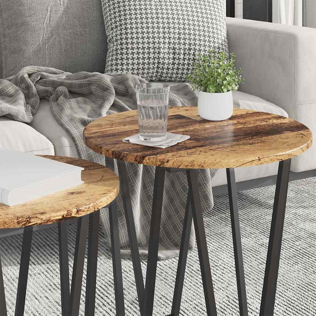 Ensemble de tables d'appoint 2 pcs Bois ancien et noir - XIOS