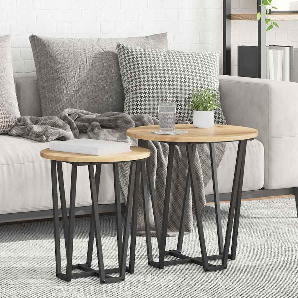 Ensemble de tables d'appoint 2 pcs Chêne artisanal et noir - XIOS