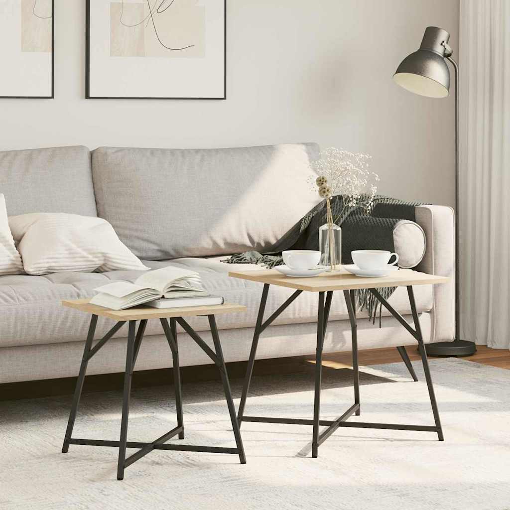 Ensemble de tables d'appoint 2 pcs Chêne Sonoma et noir - XIOS
