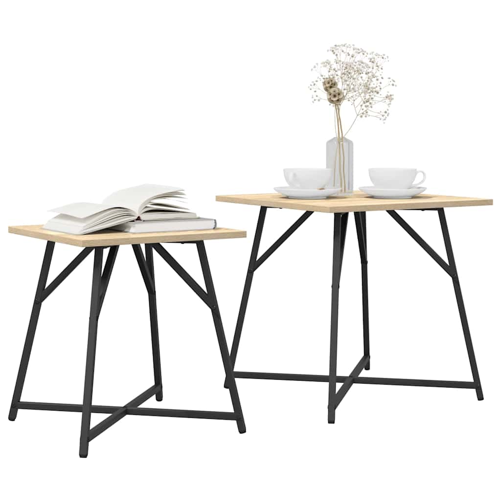 Ensemble de tables d'appoint 2 pcs Chêne Sonoma et noir - XIOS