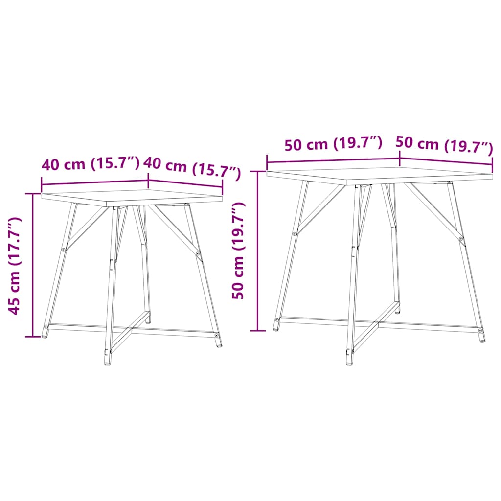 Ensemble de tables d'appoint 2 pcs Chêne artisanal et noir - XIOS