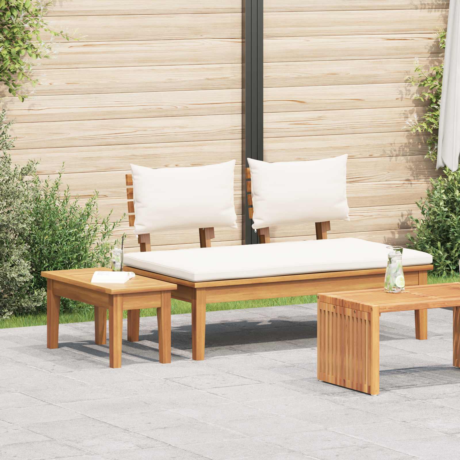 Ensemble banc et table de jardin 2 pcs Crème et marron - XIOS