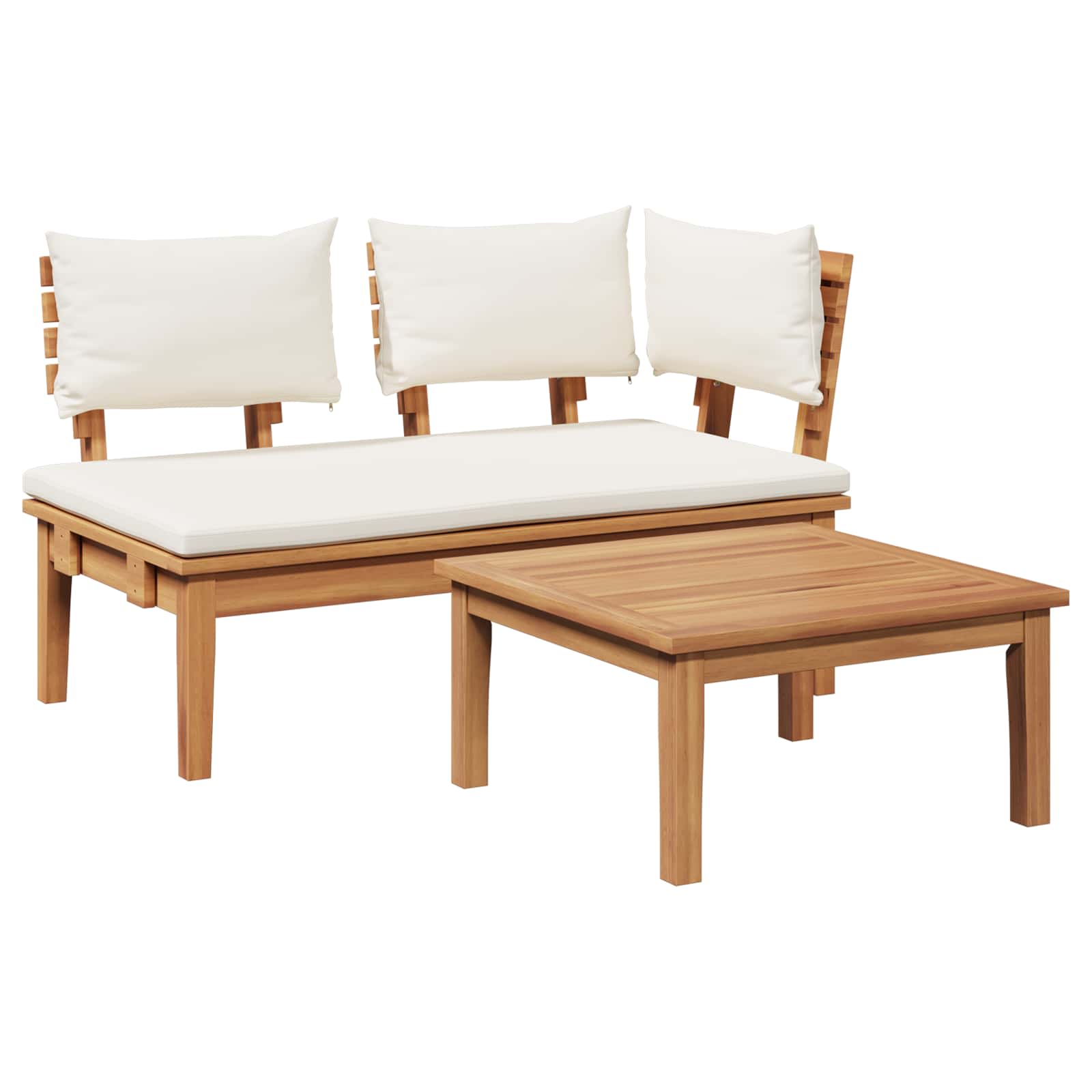 Ensemble banc et table de jardin 2 pcs Crème et marron - XIOS