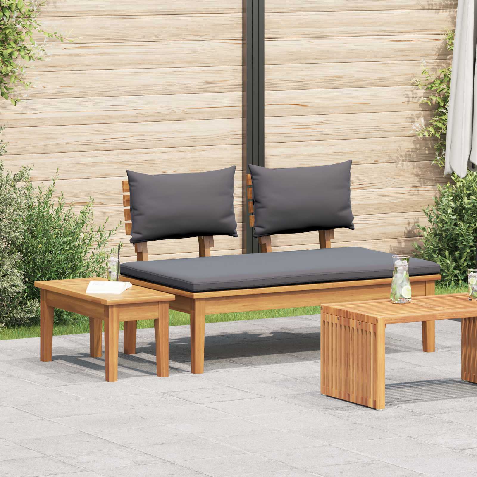 Ensemble banc et table de jardin 2 pcs Gris et marron - XIOS