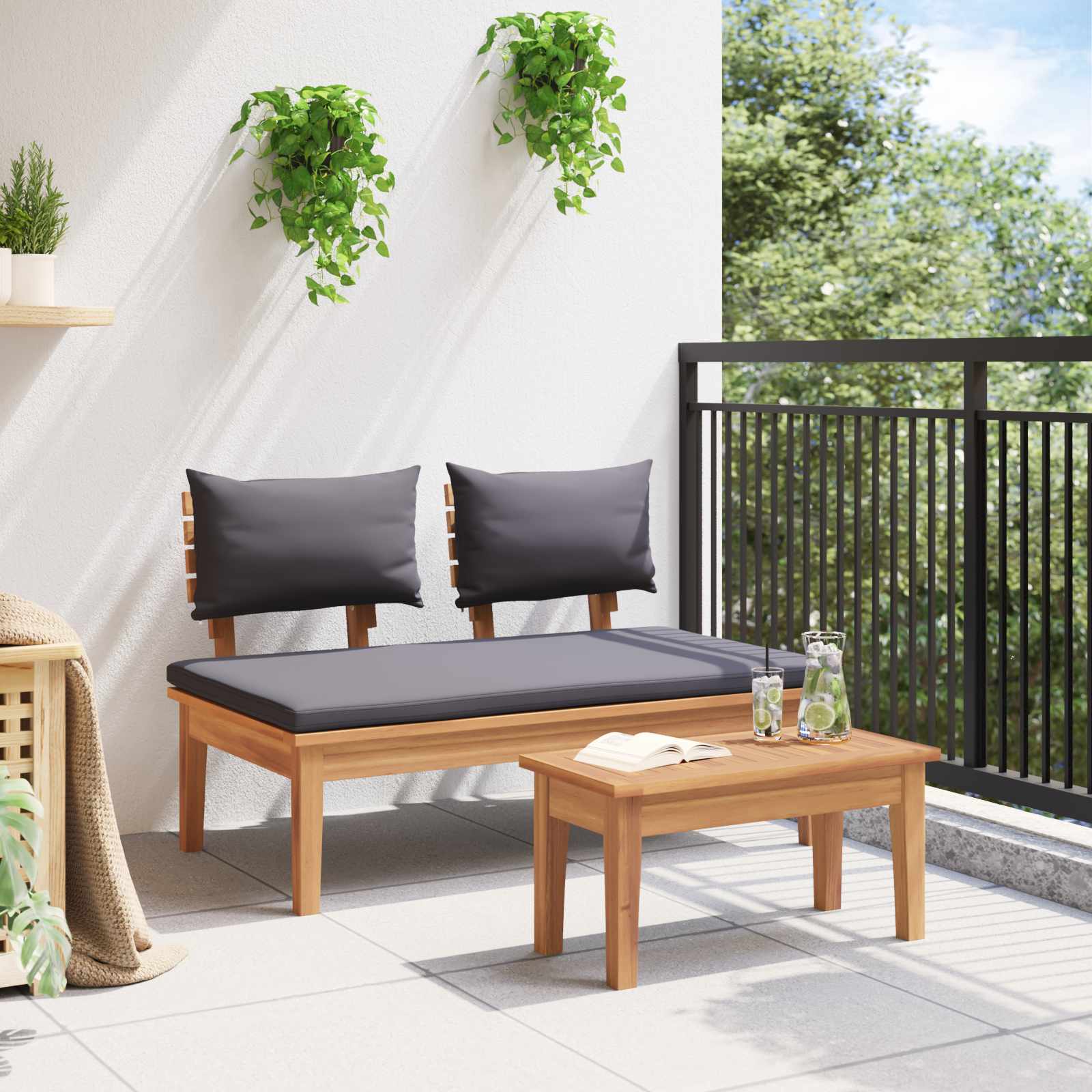 Ensemble banc et table de jardin 2 pcs Gris et marron - XIOS