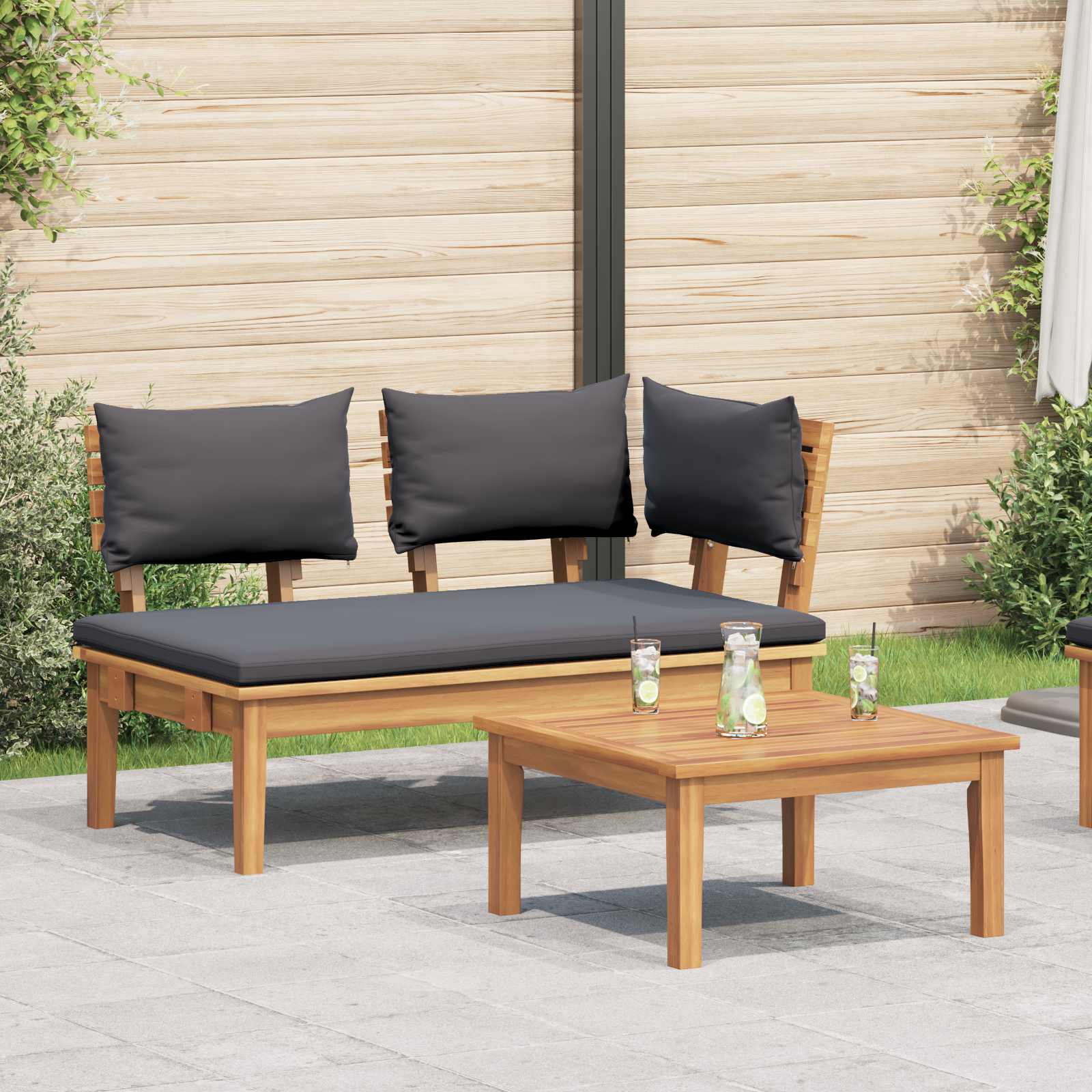 Ensemble banc et table de jardin 2 pcs Gris et marron - XIOS