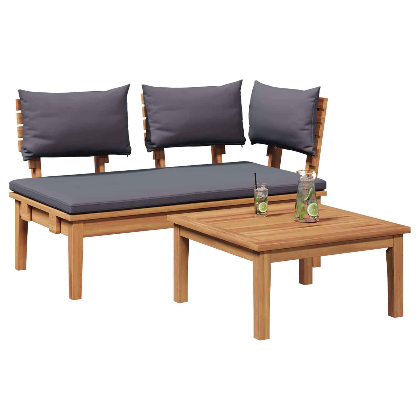 Ensemble banc et table de jardin 2 pcs Gris et marron - XIOS