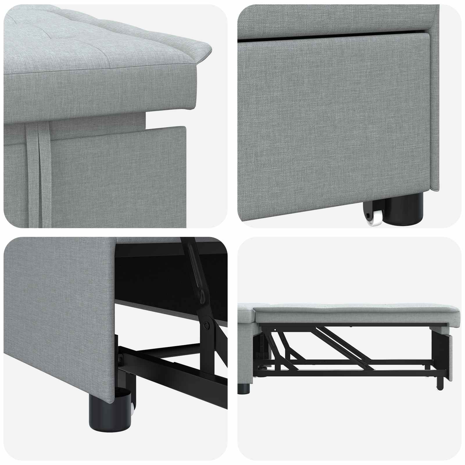 Canapé-lit escamotable Gris clair 194 x 50 x 82 cm tissu - XIOS