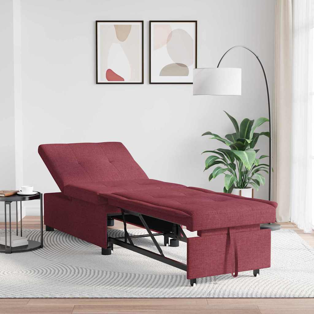 Canapé-Lit Rouge 194 x 67 x 37 cm tissu - XIOS